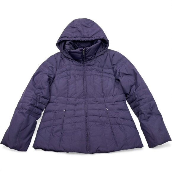 Calvin Klein Down Puffer Hooded Jacket Coat Women's Large Removable Hood - Picture 1 of 9